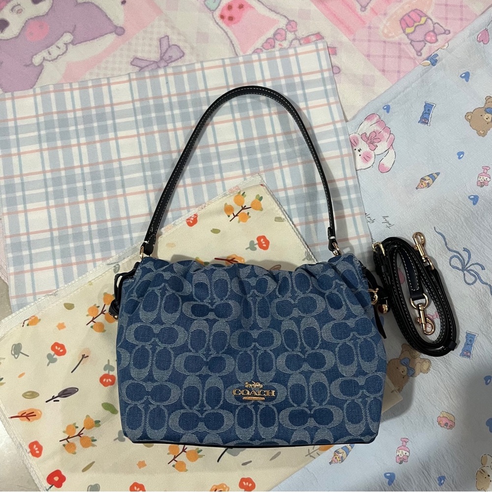 Coach Denim Blue Signature Small Shoulder Bag